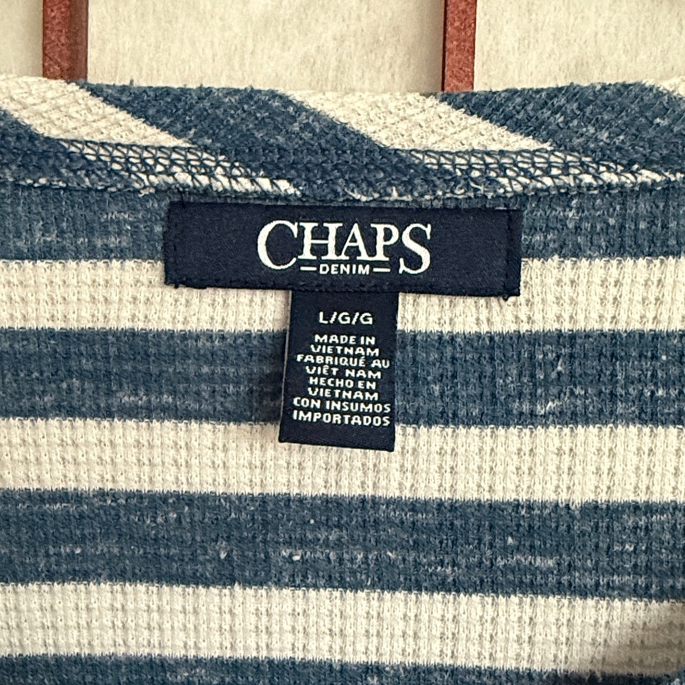 Chaps Blue & White Striped Top, size L - Picture 2 of 7
